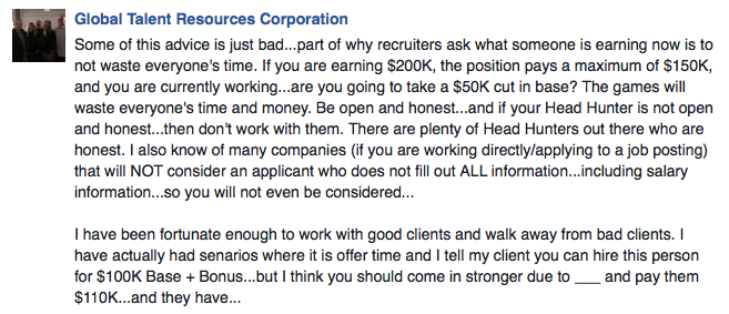Recruiter claiming they won't work with candidates who don't share current salary