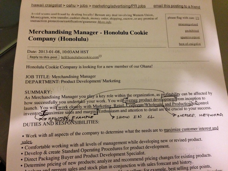 Annotated Merchandising Manager resume